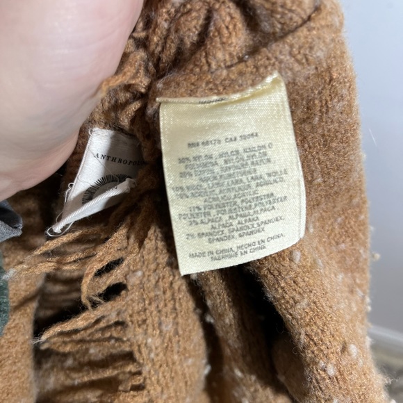 Anthropologie brown cowl neck sweater with fringe - Picture 9 of 9